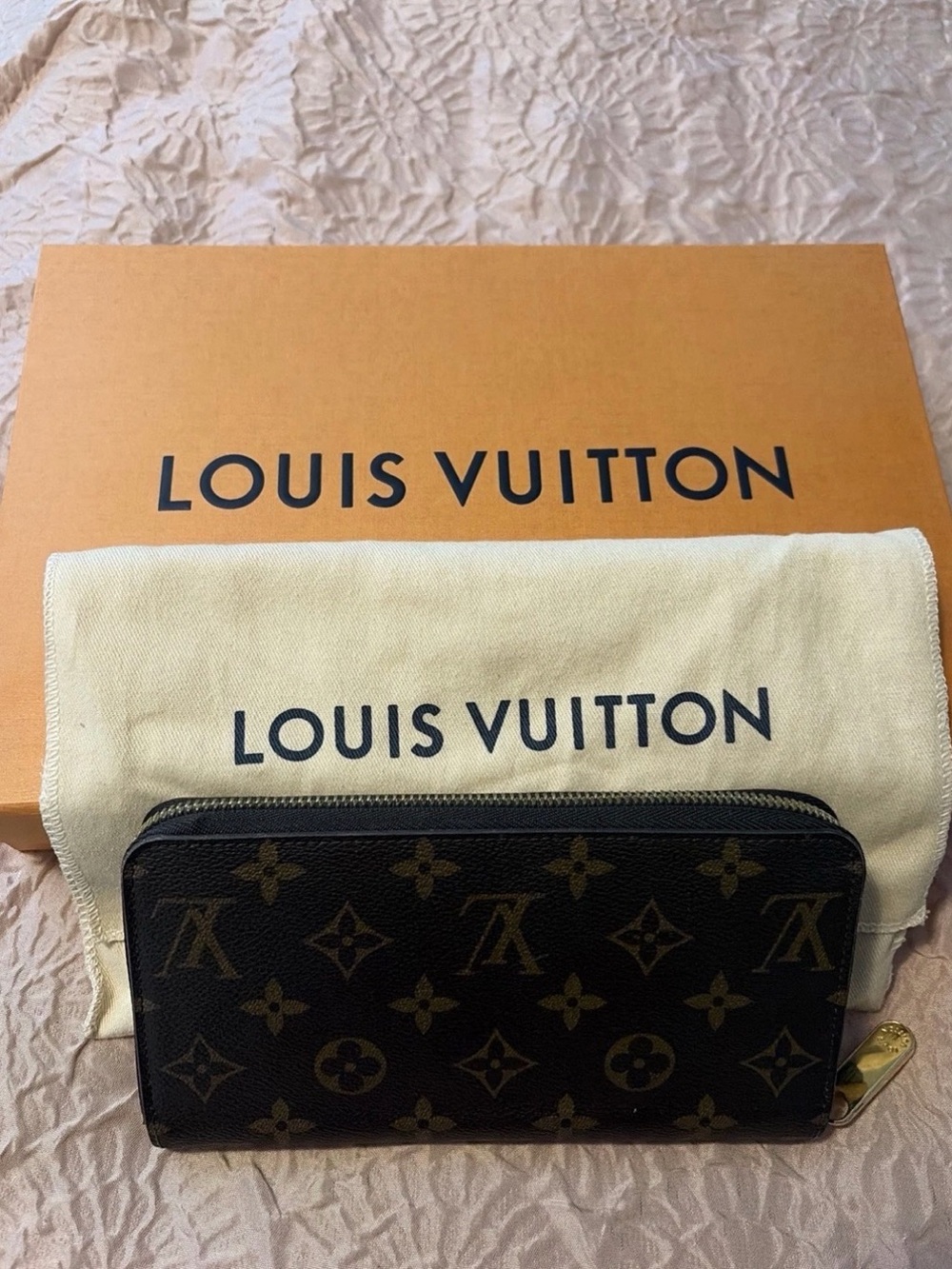 Louis Vuitton Brown Monogram Zippy Wallet with Gold Hardware